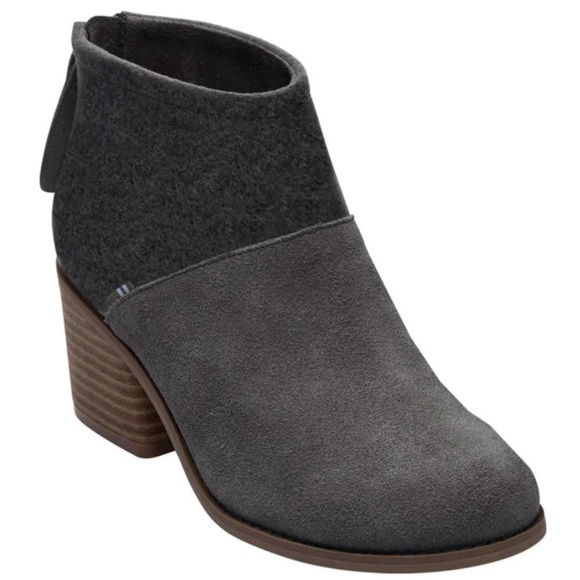 TOMS Womens Lacy Ankle Boot - Forged Iron Suede Booties Size 7 - Picture 2 of 9